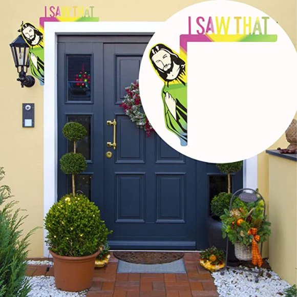 Door Frame Jesus I Saw That, Creative Funny Door Corner Hanger, Home Decor - Picture 5 of 7